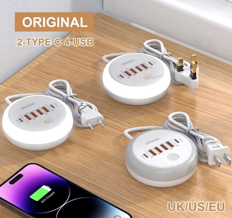Multi Ports Charger PD 50W USB Type C Mobile Phone Power Adapter For iPhone Xiaomi Huawei Samsung USB Quick Charging Power Strip