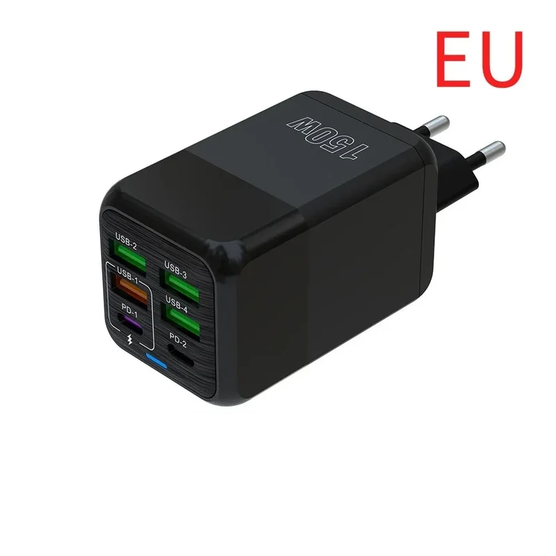 150W Multi Port USB Charger 6 Ports Fast Charge Phone Charger Wall Adapter For iPhone Samsung Xiaomi EU/US/UK Plug Quick Charger