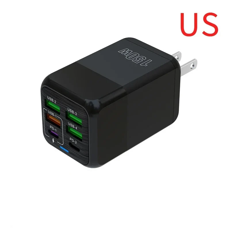150W Multi Port USB Charger 6 Ports Fast Charge Phone Charger Wall Adapter For iPhone Samsung Xiaomi EU/US/UK Plug Quick Charger