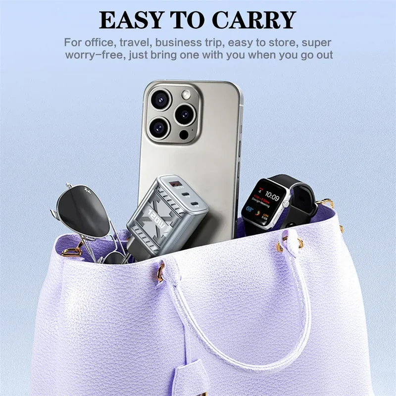 Total 120W USB C PD Charger QC 3.0 Type C Fast Charging Phones Wall Adapter for iPhone 16 Samsung Xiaomi POCO 3 In 1 USB Charger