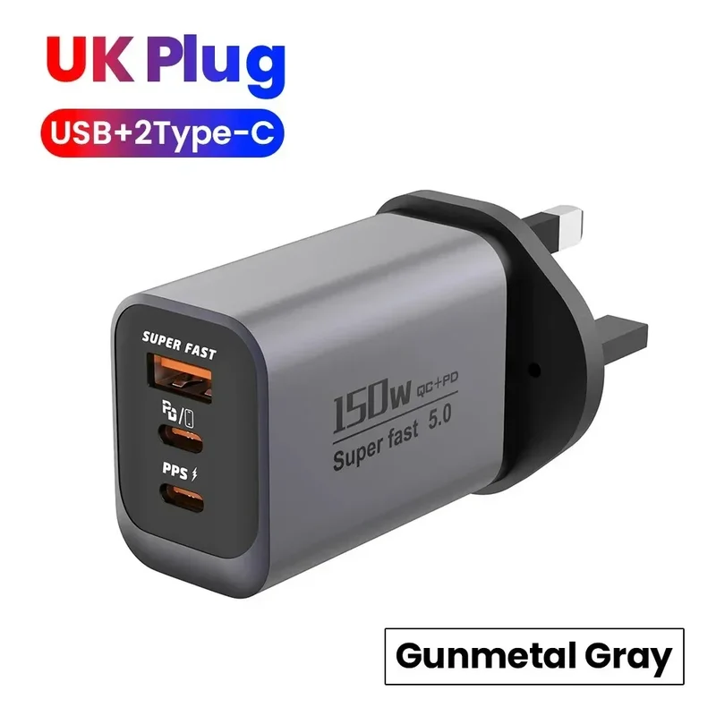 Multi Ports USB Type C Fast Charger 150W Super Charging Wall EU/US/UK Plug Charger Quick Charge3.0 USB Adapter PD3.0 Charge Head
