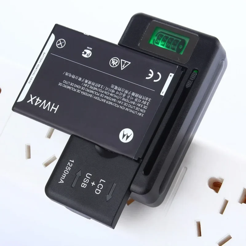 Mobile Battery Charger Universal LCD Indicator Screen USB-Port For Cell Phone Chargers 32-55mm Battery Charging US UK EU Plug