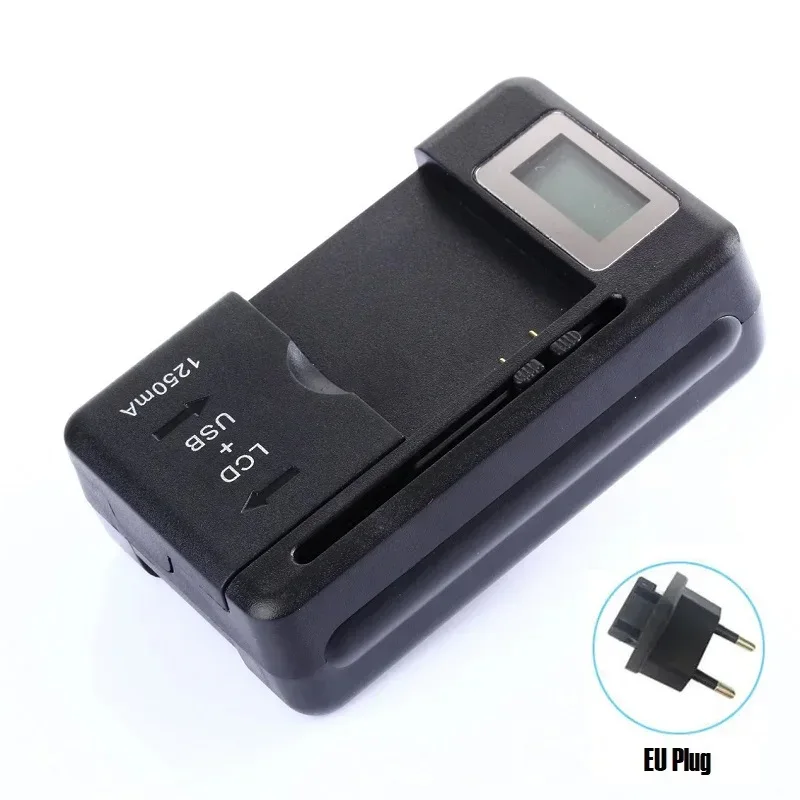 Mobile Battery Charger Universal LCD Indicator Screen USB-Port For Cell Phone Chargers 32-55mm Battery Charging US UK EU Plug