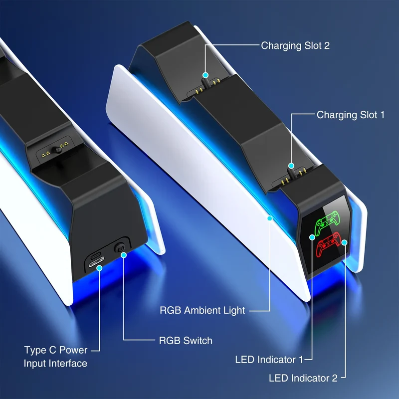 Controller Charging Station For PlayStation 5 Dual Fast Charger LED Indicator Charging Stand Docking Station ps5 accessories