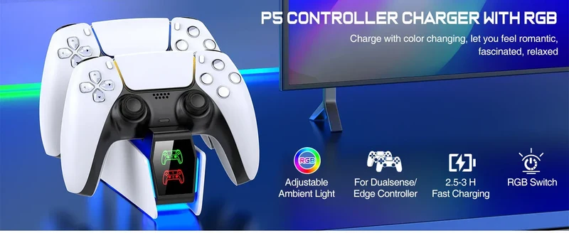 Controller Charging Station For PlayStation 5 Dual Fast Charger LED Indicator Charging Stand Docking Station ps5 accessories
