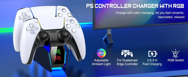 Controller Charging Station For PlayStation 5 Dual Fast Charger LED Indicator Charging Stand Docking Station ps5 accessories