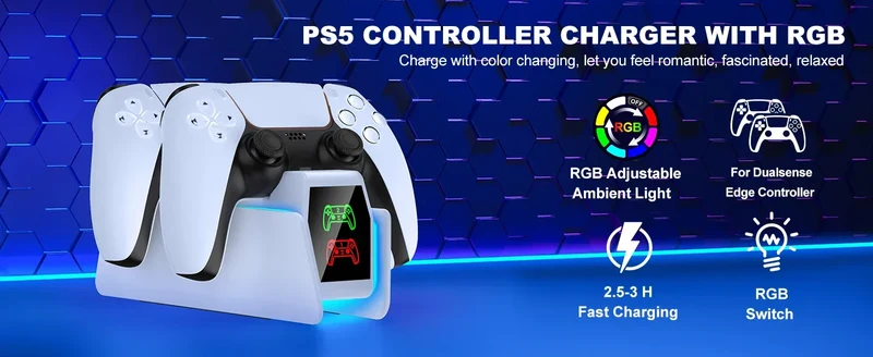 Controller Charging Station For PlayStation 5 Dual Fast Charger LED Indicator Charging Stand Docking Station ps5 accessories