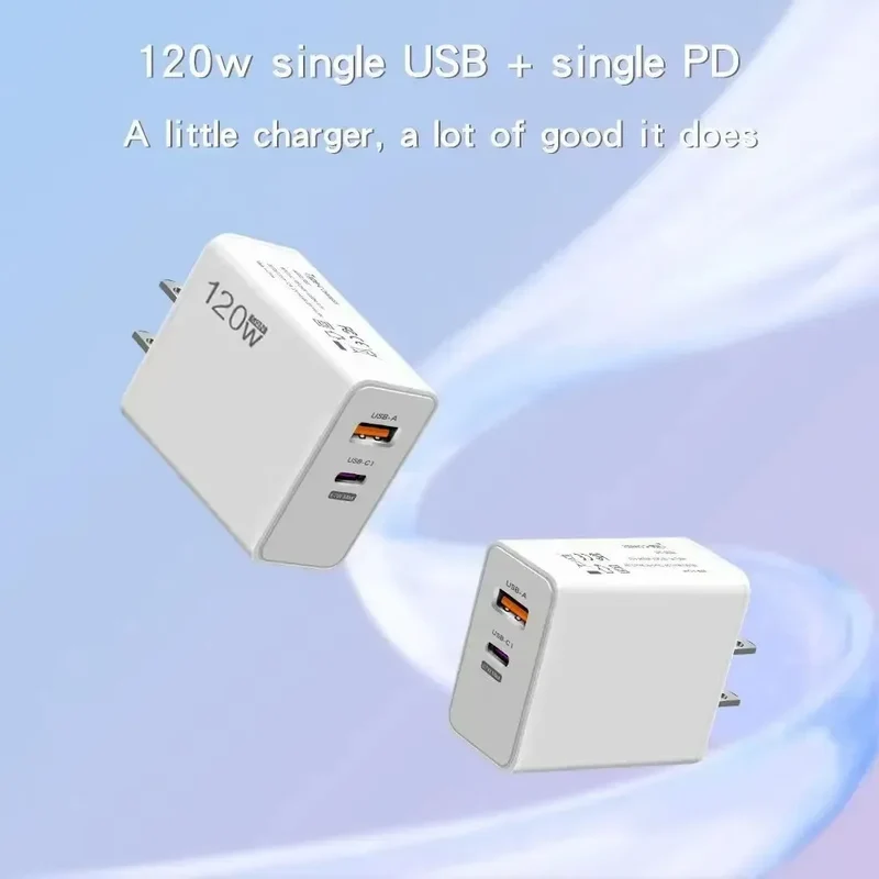 120W USB Fast Charger With Type C Cable Fast Charging Adapter For iPhone 16 Samsung Xiaomi Huawei PD Cell Phones Quick Charger