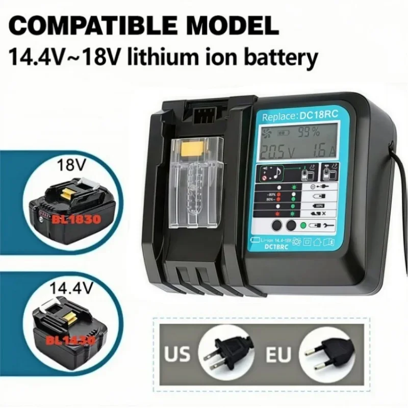 DC18RC Li-ion Battery 3A Charger for Makita 18V 14.4V BL1860B,BL1850B,BL1840,BL1830,BL1820,BL1415,BL1440 Power tool Charger