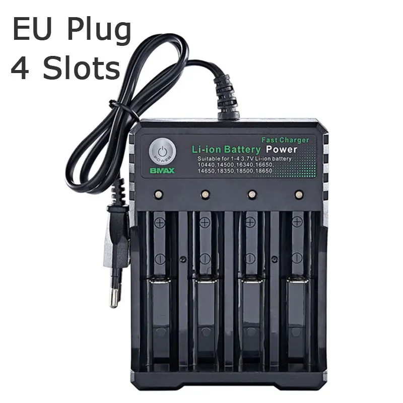 18650 Battery Charger Black 1 2 4 Slots AC 110V 220V Dual For 18650 Charging 3.7V Rechargeable Lithium Battery Charger