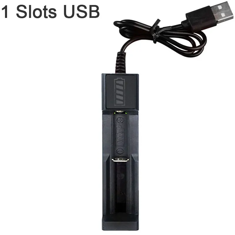 18650 Battery Charger Black 1 2 4 Slots AC 110V 220V Dual For 18650 Charging 3.7V Rechargeable Lithium Battery Charger