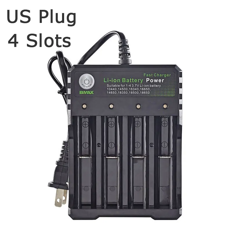 18650 Battery Charger Black 1 2 4 Slots AC 110V 220V Dual For 18650 Charging 3.7V Rechargeable Lithium Battery Charger