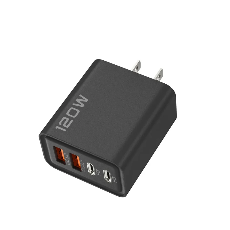 USB C Charger Total 120W 4-Port Fast Charger Mobile Phone USB Type C Charging Adapter EU/US/UK Plug For iPhone 17 Xiaomi Huawei