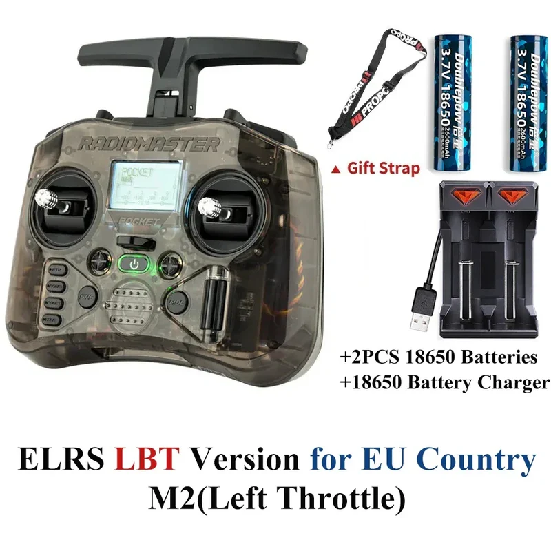 Radiomaster Pocket EdgeTX 2.4G Radio Controller FCC LBT (Mode2 Left-handed Throttle ) CC2500 / ELRS Hall Gimbal Transmitter