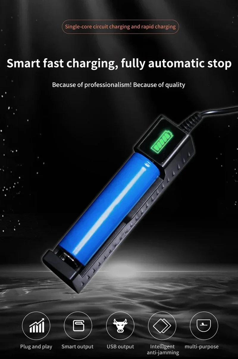 18650 Battery Charger 1/2/4 Slots Dual 18650 Charging 3.7V Rechargeable Lithium Battery USB Charger For 16340 14500 18650