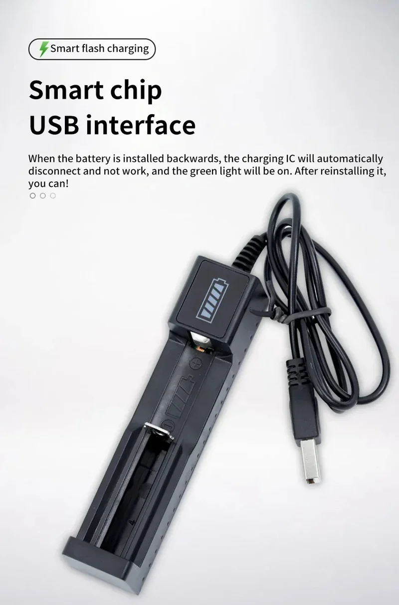 18650 Battery Charger 1/2/4 Slots Dual 18650 Charging 3.7V Rechargeable Lithium Battery USB Charger For 16340 14500 18650