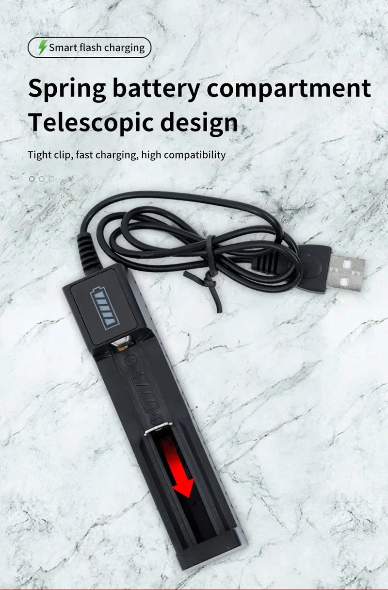 18650 Battery Charger 1/2/4 Slots Dual 18650 Charging 3.7V Rechargeable Lithium Battery USB Charger For 16340 14500 18650