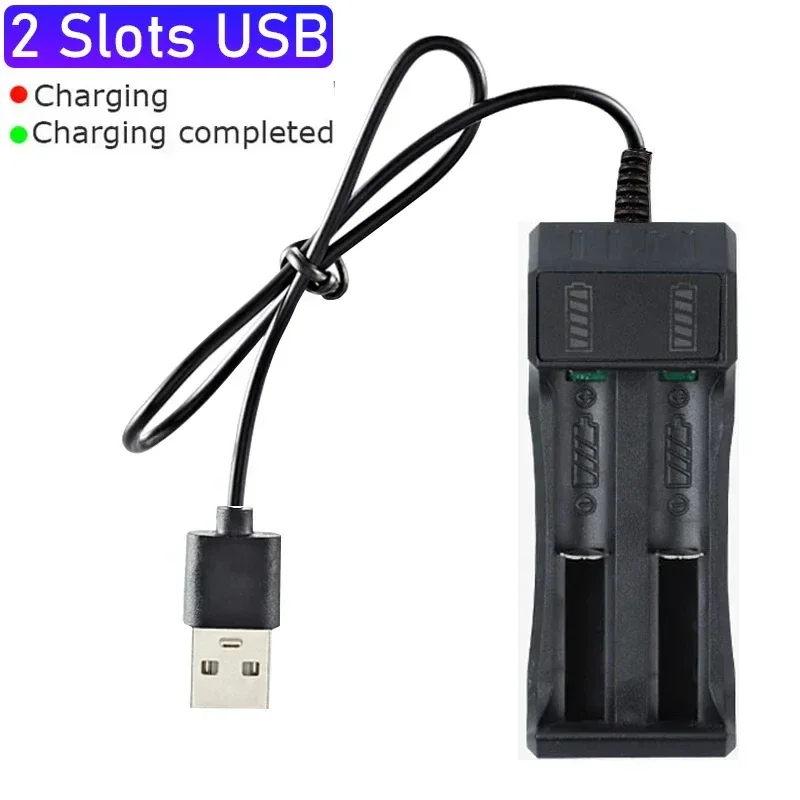 18650 Battery Charger 1/2/4 Slots Dual 18650 Charging 3.7V Rechargeable Lithium Battery USB Charger For 16340 14500 18650