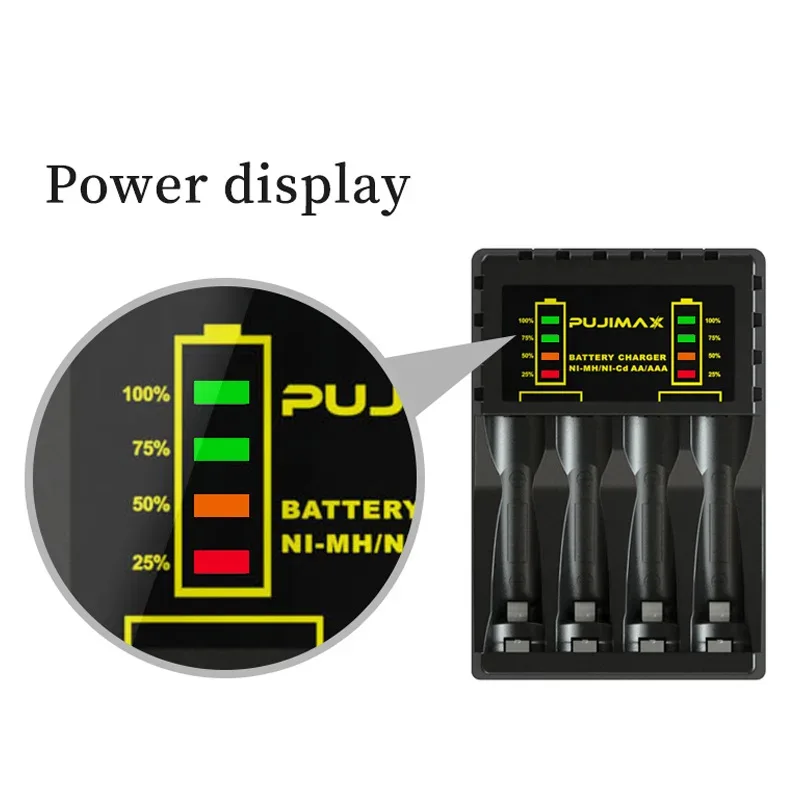 4 Slots Battery Charger Intelligent Fast USB Charger for AAA/AA Rechargeable Ni-MH/Ni-Cd Batteries with LED Indicator Charger