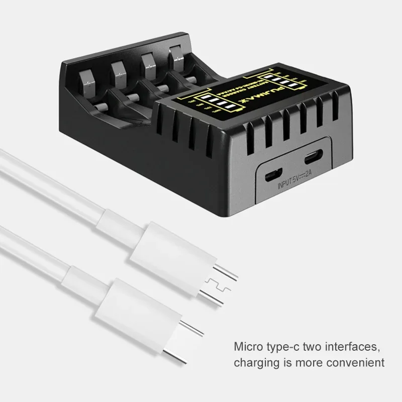 4 Slots Battery Charger Intelligent Fast USB Charger for AAA/AA Rechargeable Ni-MH/Ni-Cd Batteries with LED Indicator Charger