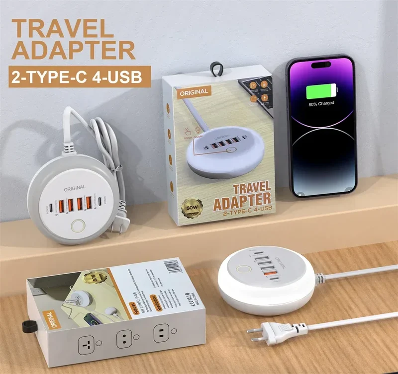 50W USB Charger Multi Ports Power Strip Socket Fast Charging Travel Charger For iPhone Samsung Xiaomi Quick Charge Phone Adapter