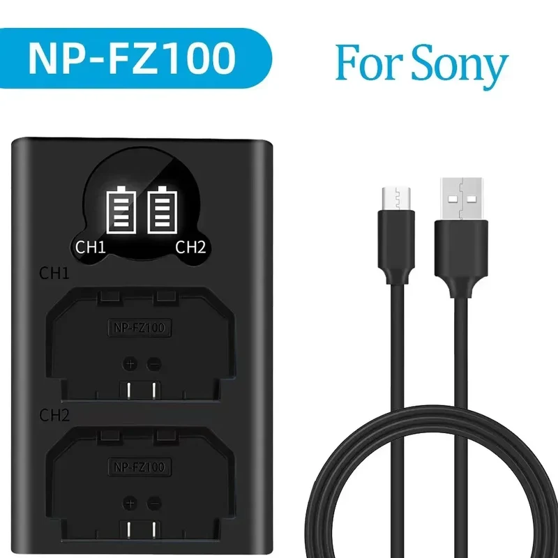 Dual Camera Battery Charger for Sony NP-FW50 FZ100 BX1 Canon LP-E6 E8 E17 NB-13L fuji NP-W235 W126 Nikon EN-El15 EL25 Panasonic
