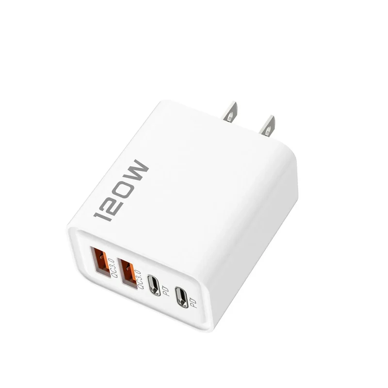 120W Fast Charger Hub USB C Quick Charge Ports PD 3.0 QC 3.0 For iPhone Samsung Xiaomi Android Phone Global Travel Charger Plug