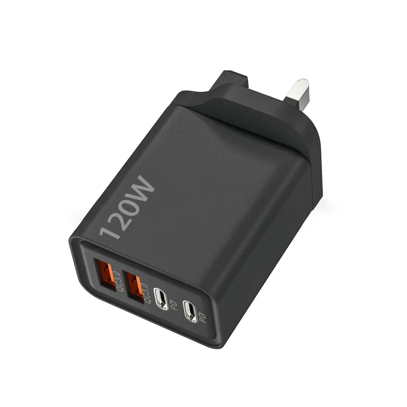 120W Fast Charger Hub USB C Quick Charge Ports PD 3.0 QC 3.0 For iPhone Samsung Xiaomi Android Phone Global Travel Charger Plug