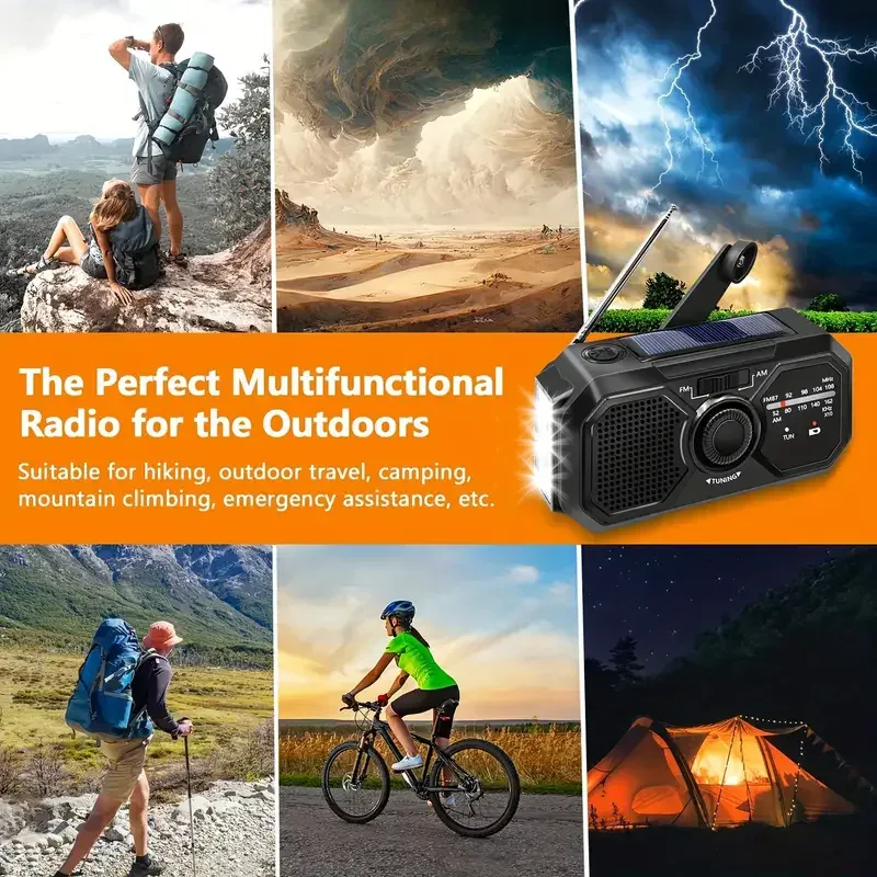 Portable Solar Radio, Emergency Kits first Aid Radio with Crank, Dynamo AM/FM Radio,Blackout Power station,USB Phone Charger