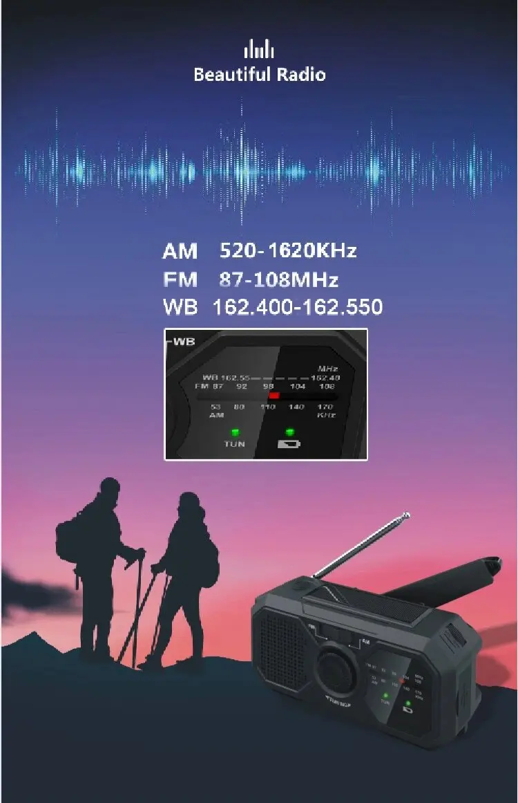 Portable Solar Radio, Emergency Kits first Aid Radio with Crank, Dynamo AM/FM Radio,Blackout Power station,USB Phone Charger