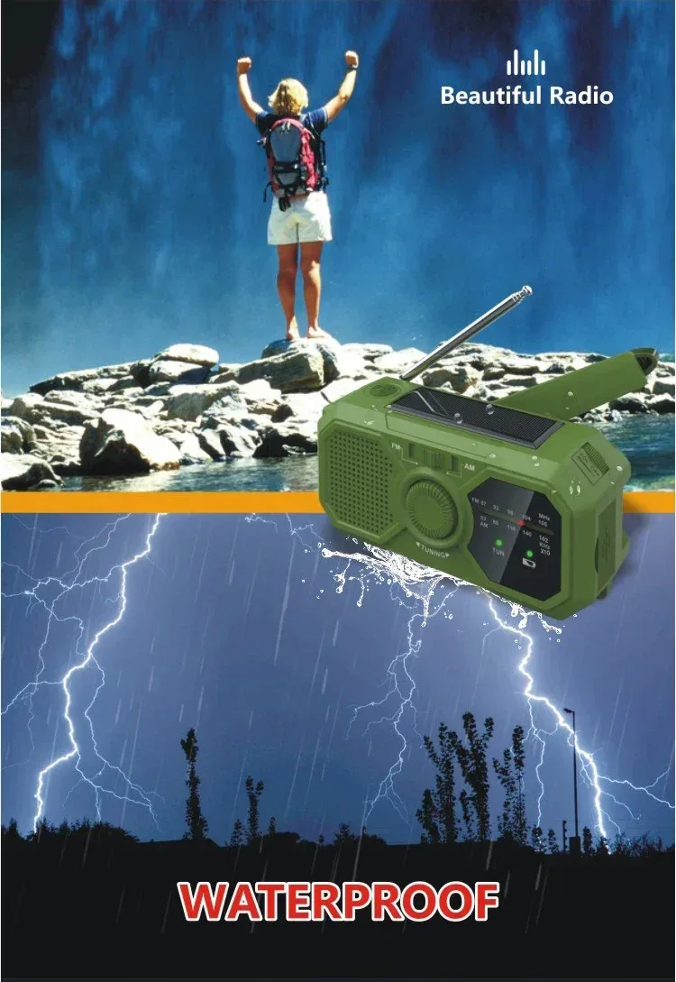 Portable Solar Radio, Emergency Kits first Aid Radio with Crank, Dynamo AM/FM Radio,Blackout Power station,USB Phone Charger