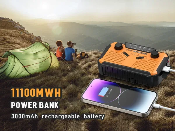 3000mAh Portable Emergency Solar Power Radio Hand Crank Charging AM/FM Weather Radio Led Reading Flashlight Bank Phone Charger
