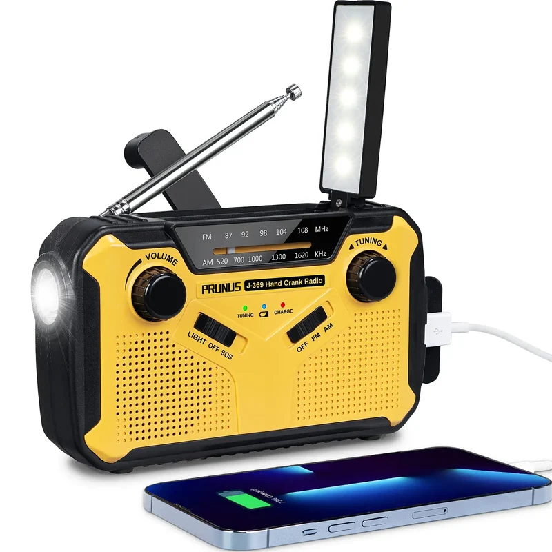 3000mAh Portable Emergency Solar Power Radio Hand Crank Charging AM/FM Weather Radio Led Reading Flashlight Bank Phone Charger