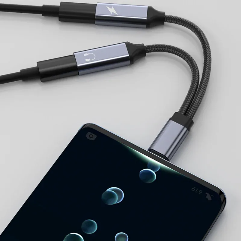 2 in 1 USB C to 3.5mm Headphone and Charger Adapter USB C PD 3.0 Port to Aux Audio Jack Fast Charging Dongle Cable Cord