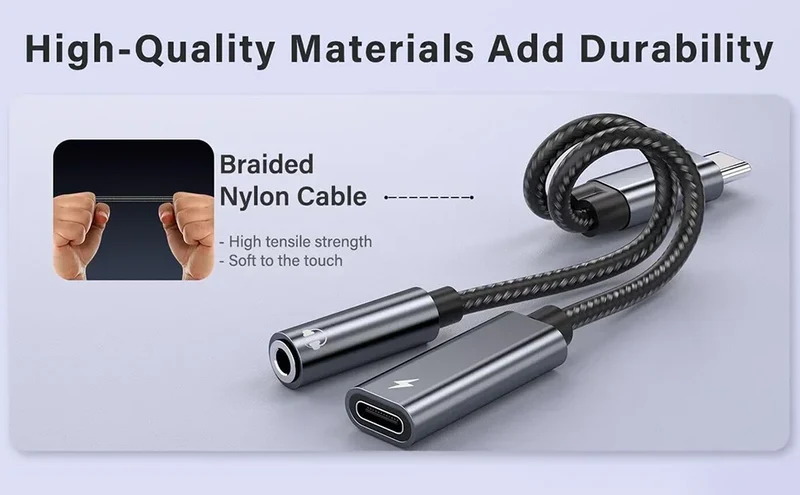 2 in 1 USB C to 3.5mm Headphone and Charger Adapter USB C PD 3.0 Port to Aux Audio Jack Fast Charging Dongle Cable Cord