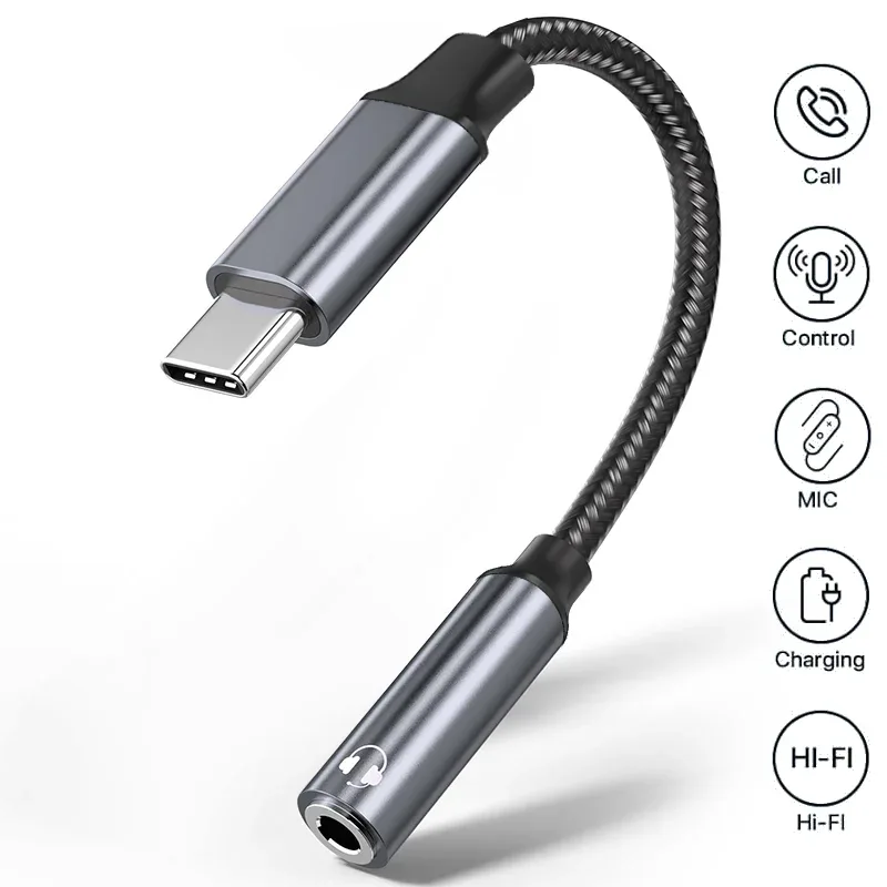 2 in 1 USB C to 3.5mm Headphone and Charger Adapter USB C PD 3.0 Port to Aux Audio Jack Fast Charging Dongle Cable Cord