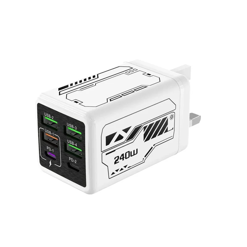 240W 6 Ports USB C Charger Fast Charging EU/US/UK Wall Charger For iPhone Samsung Xiaomi Type C Quick Charge Phone Power Adapter