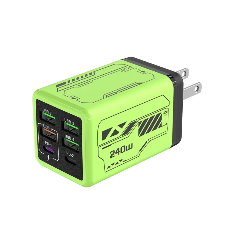 240W 6 Ports USB C Charger Fast Charging EU/US/UK Wall Charger For iPhone Samsung Xiaomi Type C Quick Charge Phone Power Adapter
