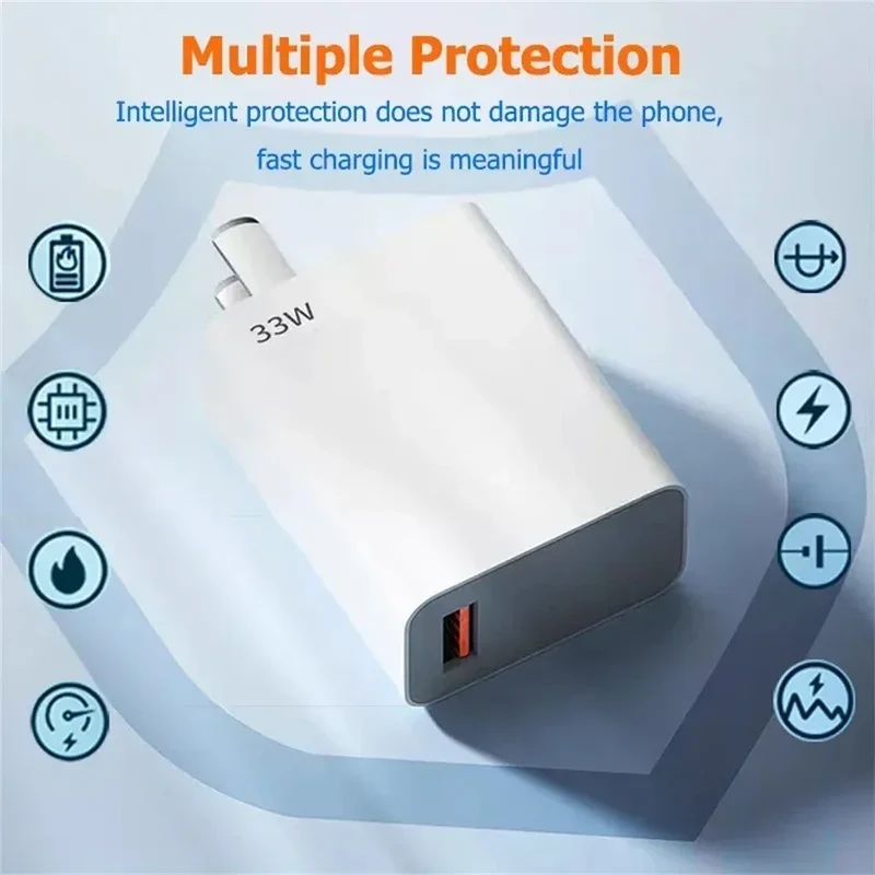 33W USB Fast Charging Charger with 6A Type C Cable Mobile Phone Adapter For iPhone 15 Xiaomi 14 Redmi 13 12 Samsung Wall Adapter