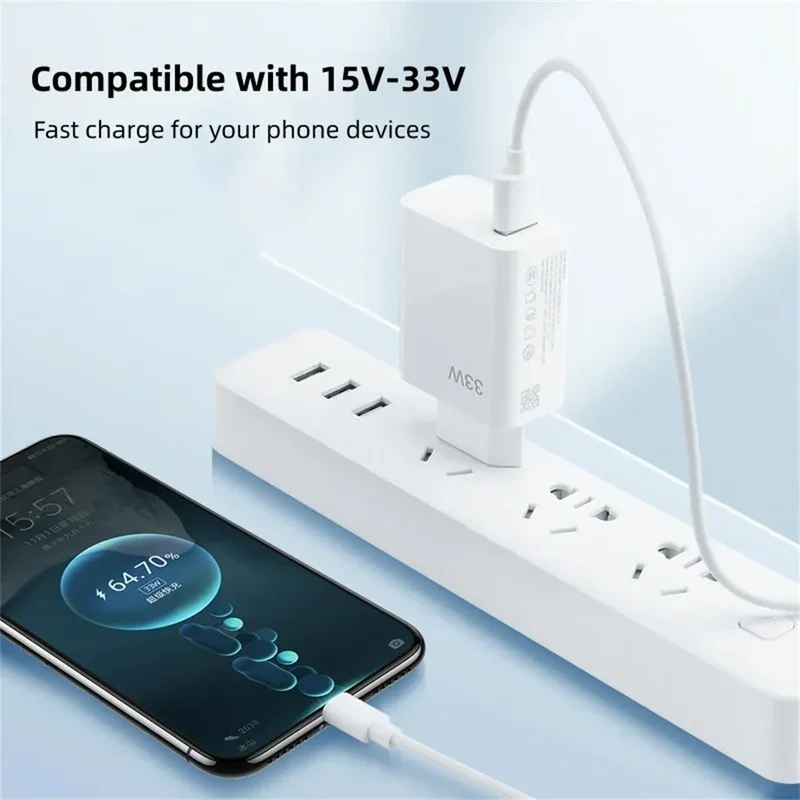 33W USB Fast Charging Charger with 6A Type C Cable Mobile Phone Adapter For iPhone 15 Xiaomi 14 Redmi 13 12 Samsung Wall Adapter