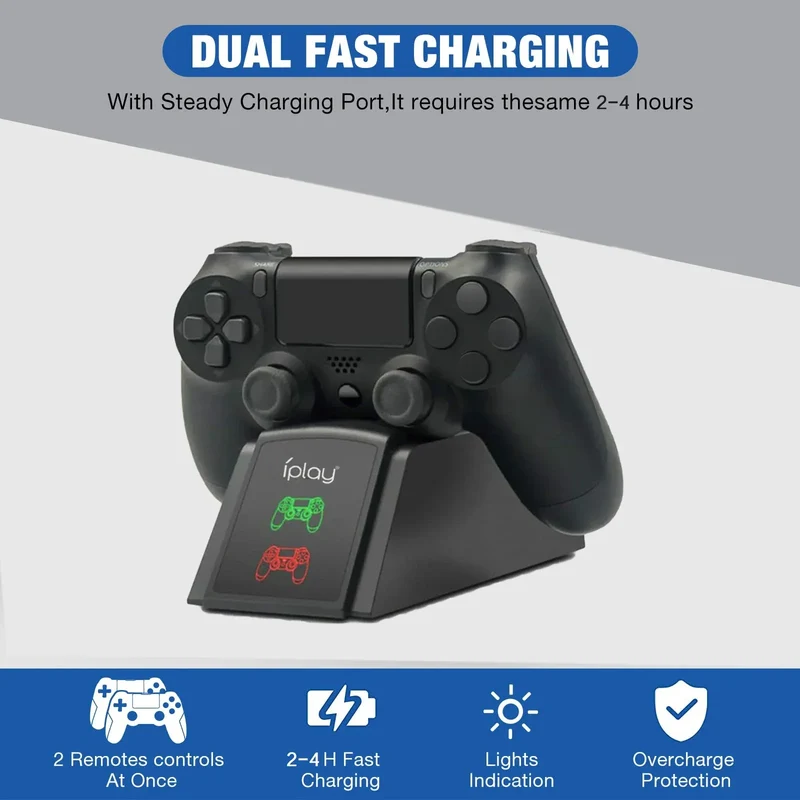 PS4 Controller Fast Charging Dock Station Dual Charger Stand with Status Indicator for Play Station 4/PS4 Slim/PS4 Pro