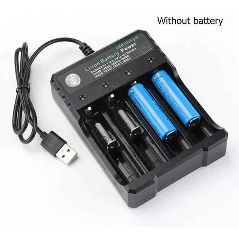 18650 Battery Charger Black 2/3/4 Slots AC 110V 220V Dual For 18650 Charging 3.7V Rechargeable Lithium Battery 4 Ports Charger