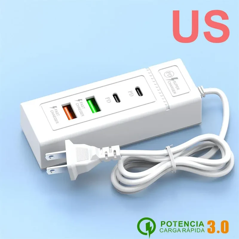 USB C Charger Power Strip Multi Ports Fast Charging EU/US/UK Plug Power Adapter Quick Charge 3.0 PD Type C Wall Charger Socket