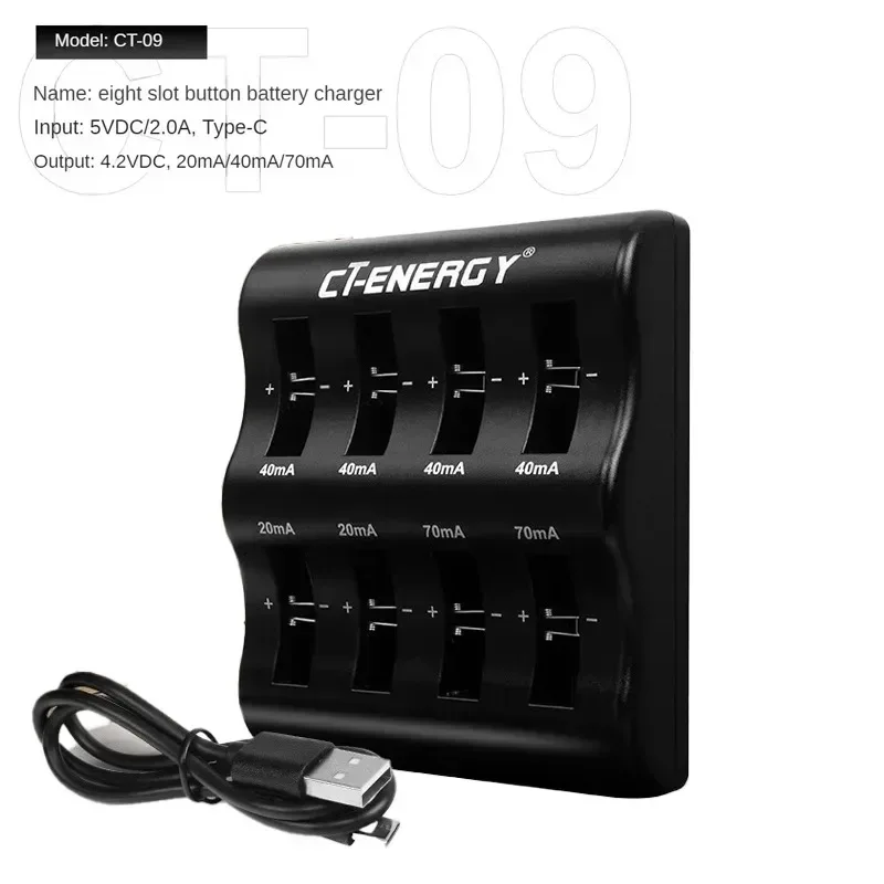Travel Portable Charger for 1220 1240 1620 1632 2032 2025 2016 2430 2440 2450 2477 Lithium Coin Battery 8 Slot Smart Charger