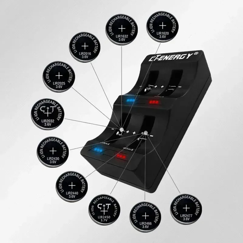 Travel Portable Charger for 1220 1240 1620 1632 2032 2025 2016 2430 2440 2450 2477 Lithium Coin Battery 8 Slot Smart Charger