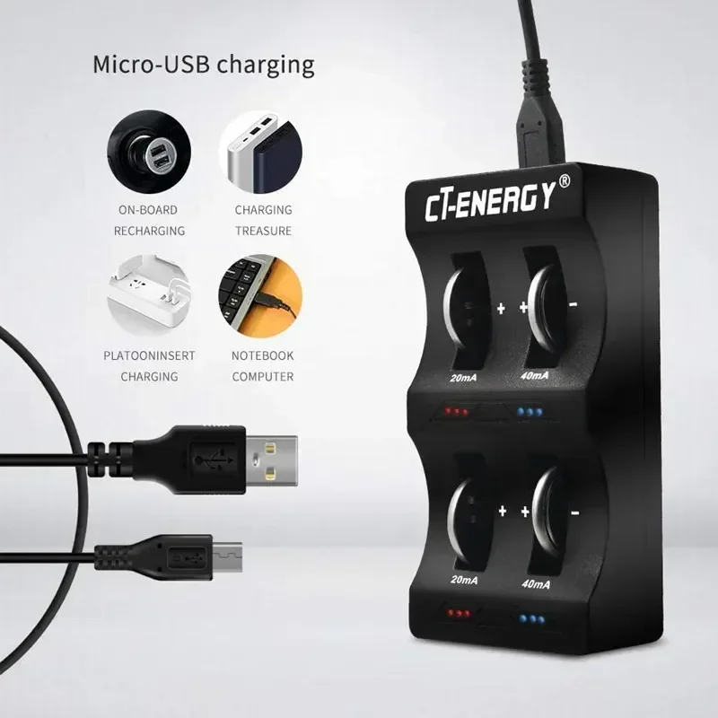 Travel Portable Charger for 1220 1240 1620 1632 2032 2025 2016 2430 2440 2450 2477 Lithium Coin Battery 8 Slot Smart Charger