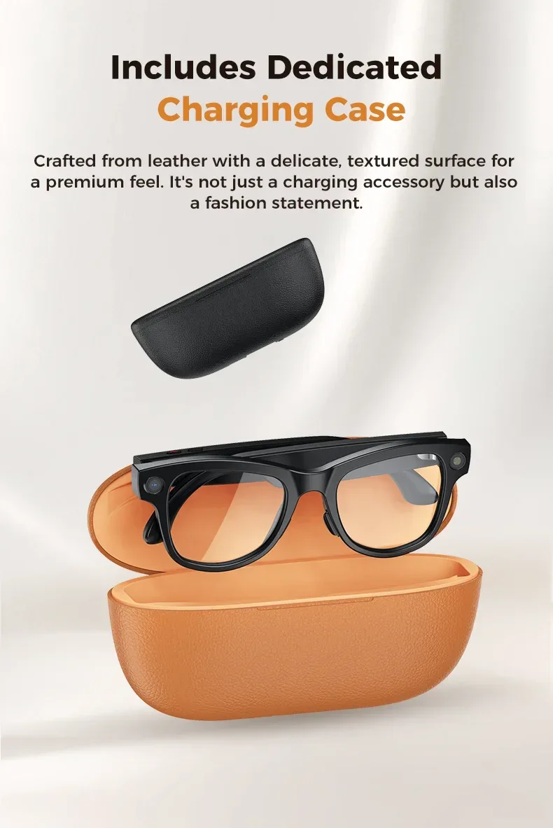 2026 New 800W Camera 3600mAh Portable Charger Smart Glasses 100+language Translation Bluetooth Call Music Player AI Chat Glasses