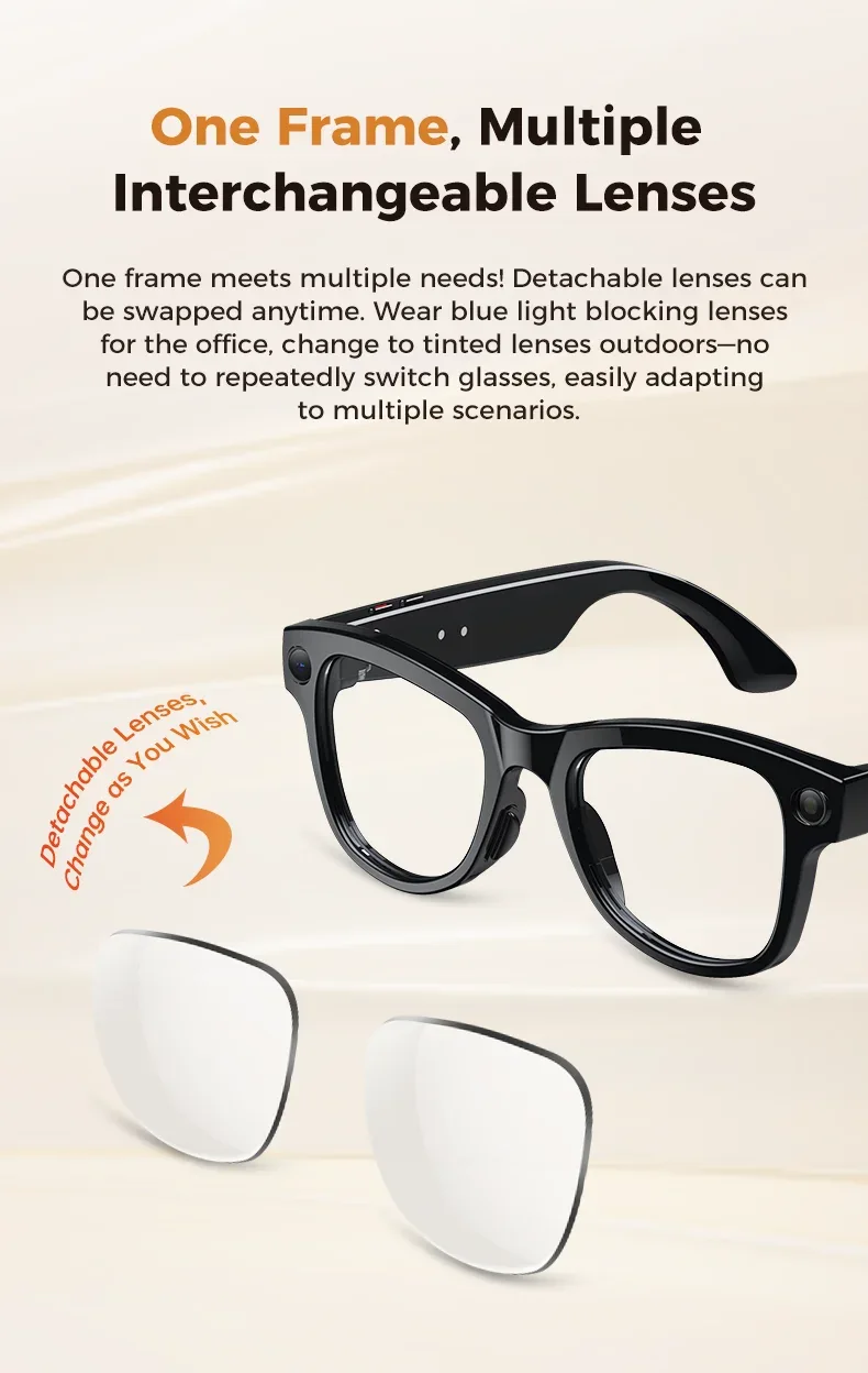 2026 New 800W Camera 3600mAh Portable Charger Smart Glasses 100+language Translation Bluetooth Call Music Player AI Chat Glasses