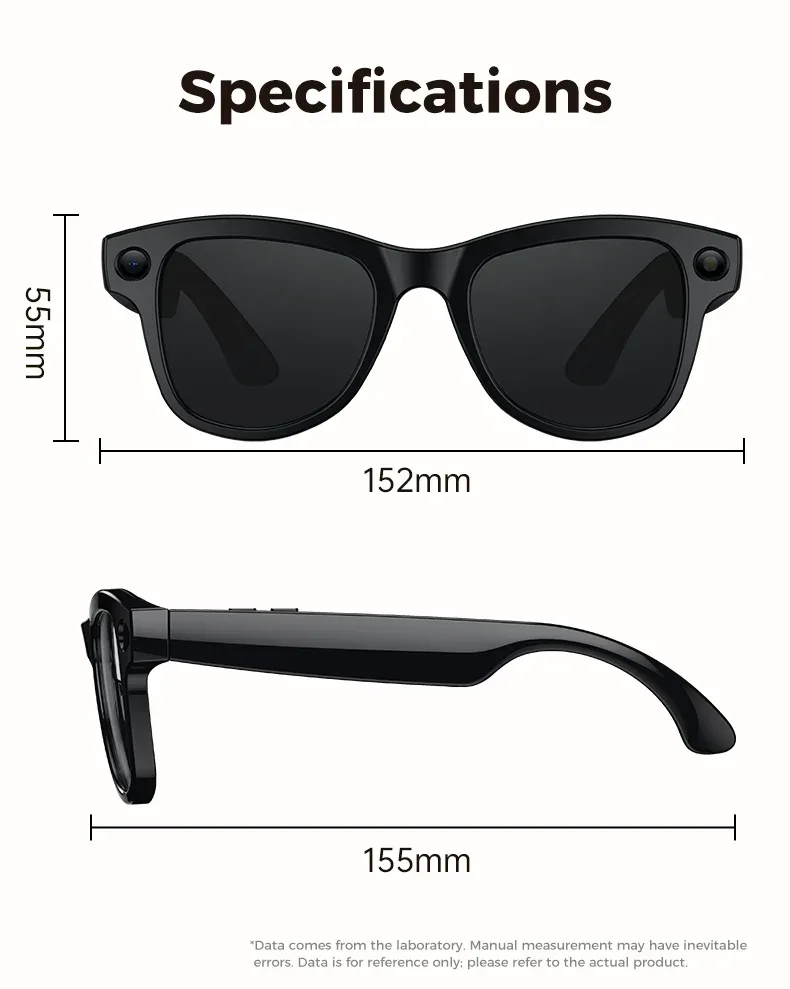 2026 New 800W Camera 3600mAh Portable Charger Smart Glasses 100+language Translation Bluetooth Call Music Player AI Chat Glasses