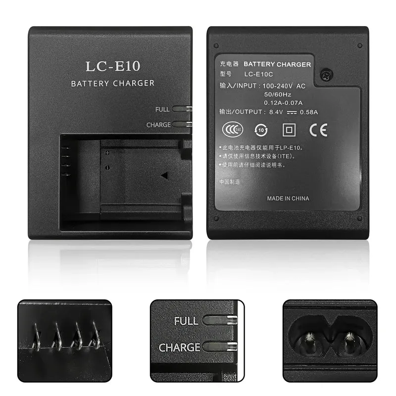LC-E10/E LC-E10C LP-E10 BATTERY CHARGER For Canon LP-E10 EOS 1100D kiss X50 Rebel T3 EU Standard Plug